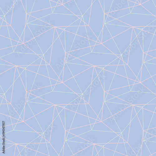 Blue geometric seamless pattern. Background with beige and pink elements