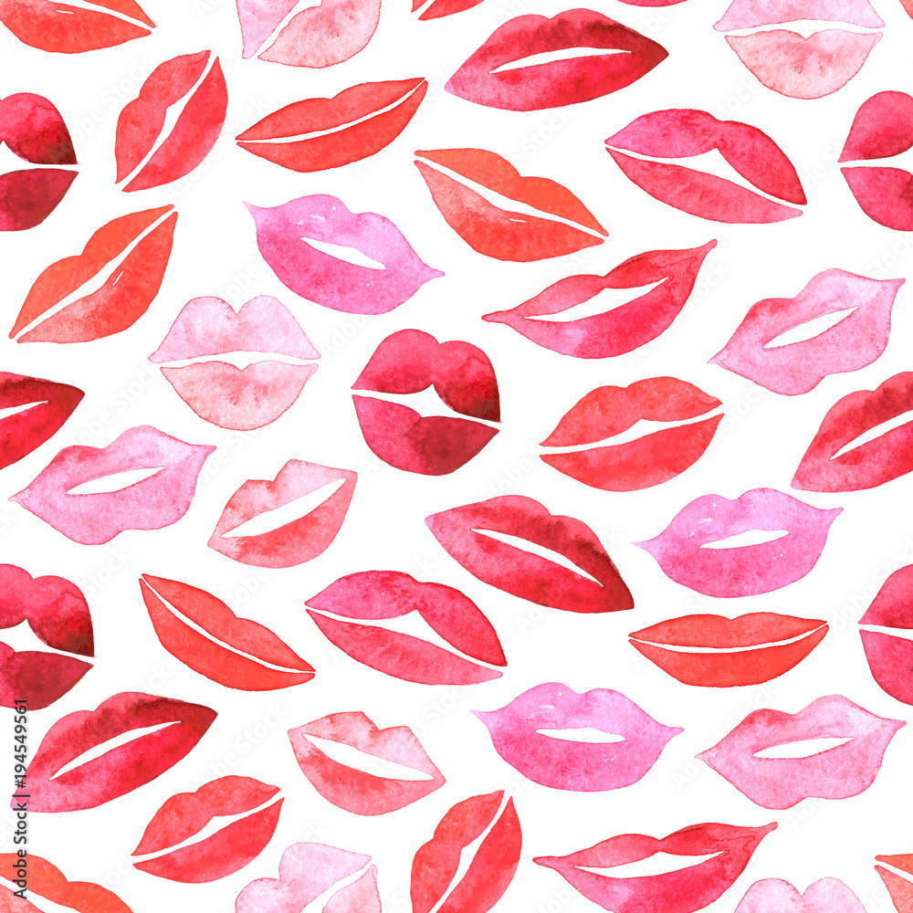 Watercolor lips seamless pattern. Watercolor lips seamless pattern.