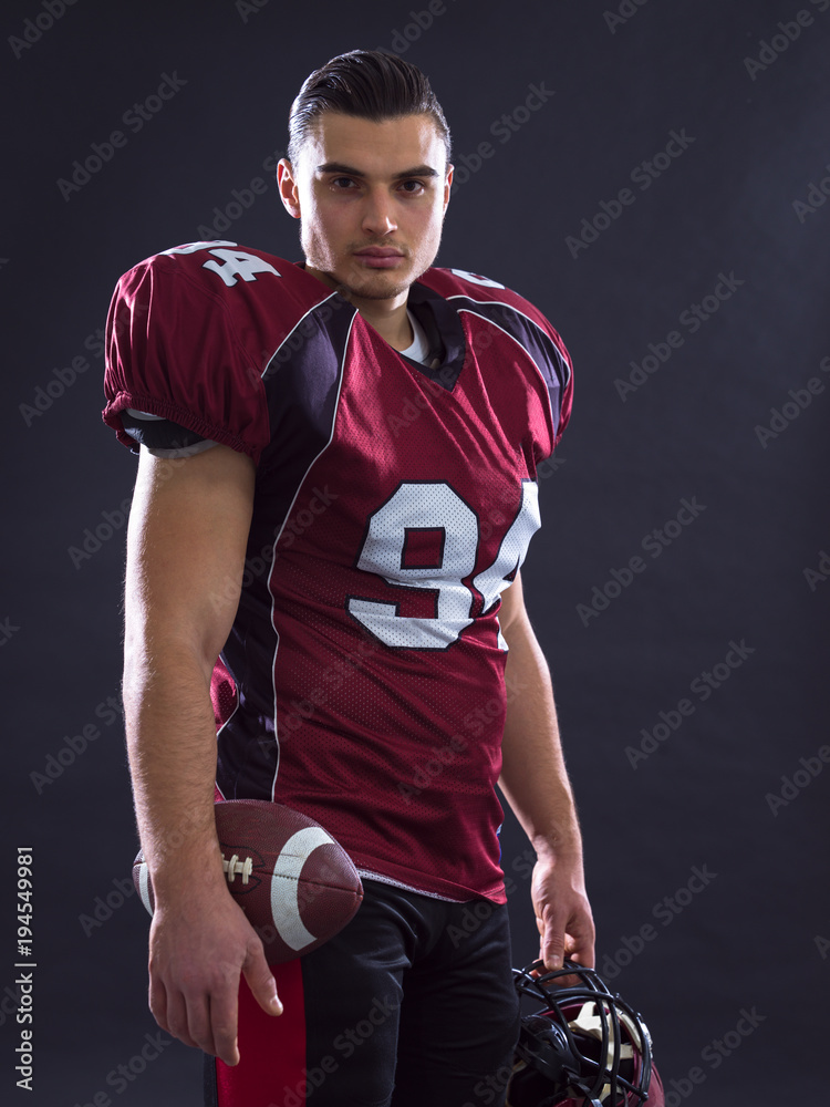 American Football Player isolated on gray American Football Player isolated on gray