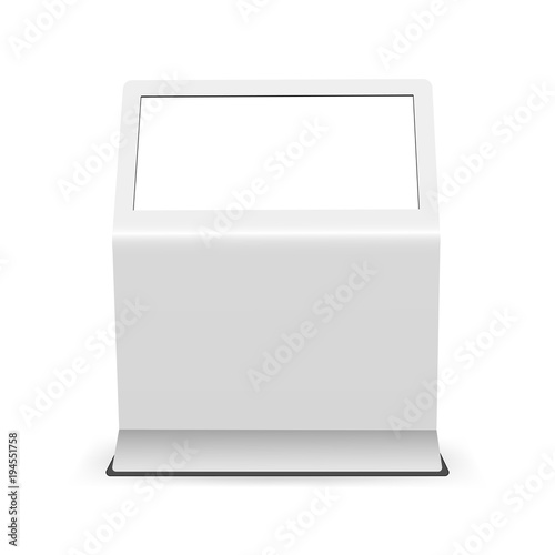 Digital touch screen mockup isolated on white background - front view. Advertising display with blank screen. Vector illustration