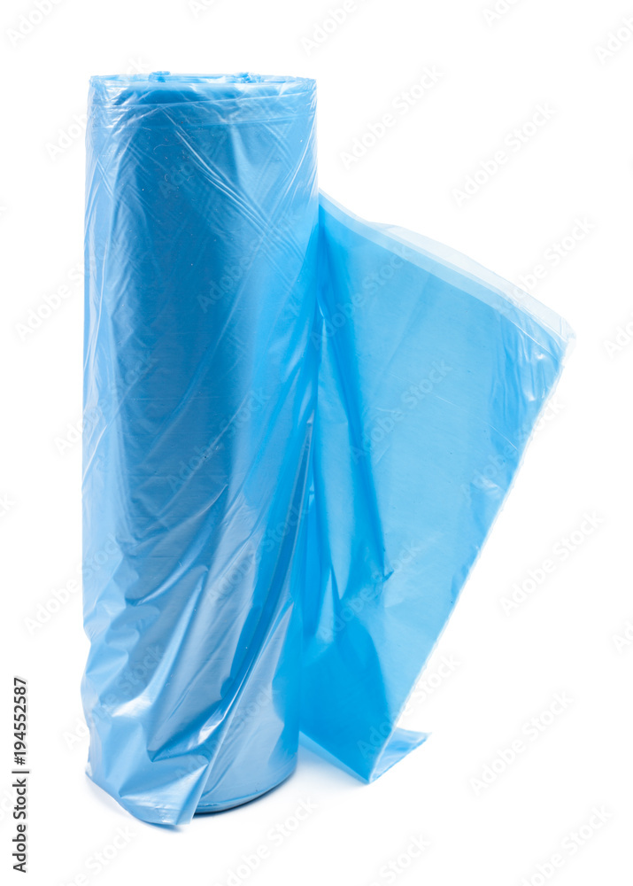 roll of plastic garbage bags isolated on white background