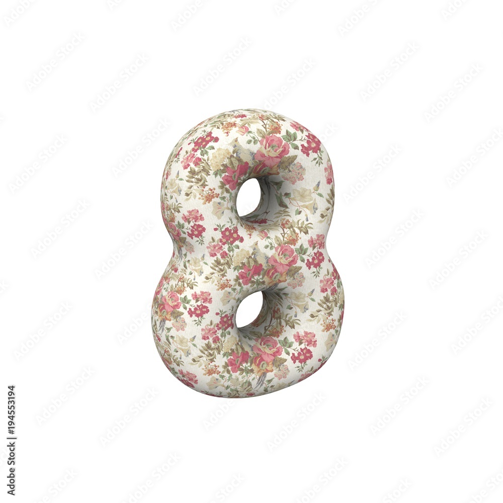 Number 8, 3d figure with tissue texture in a handmade style isolated on white background Number 8, 3d figure with tissue texture in a handmade style isolated on white background