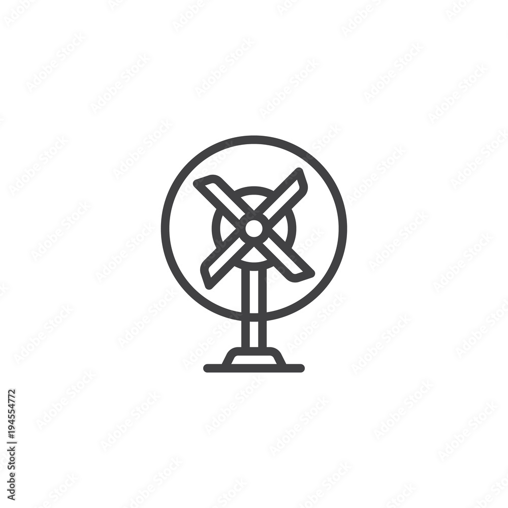 Table fan outline icon. linear style sign for mobile concept and web design. Blower simple line vector icon. Symbol, logo illustration. Pixel perfect vector graphics Table fan outline icon. linear style sign for mobile concept and web design. Blower simple line vector icon. Symbol, logo illustration. Pixel perfect vector graphics