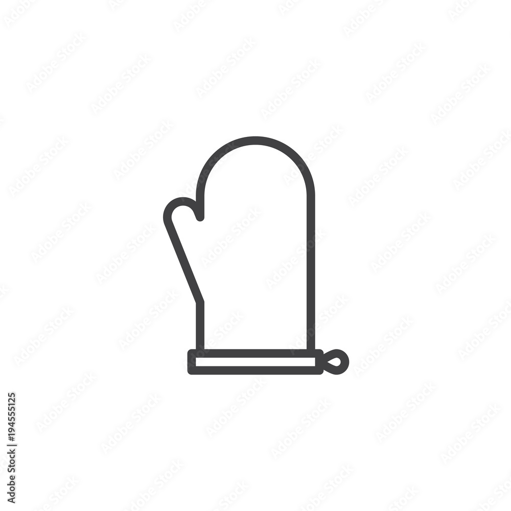 Potholder mitten outline icon. linear style sign for mobile concept and web design. Kitchen glove simple line vector icon. Symbol, logo illustration. Pixel perfect vector graphics Potholder mitten outline icon. linear style sign for mobile concept and web design. Kitchen glove simple line vector icon. Symbol, logo illustration. Pixel perfect vector graphics