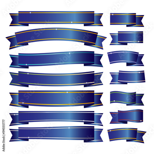 Blue ribbons banner on white background