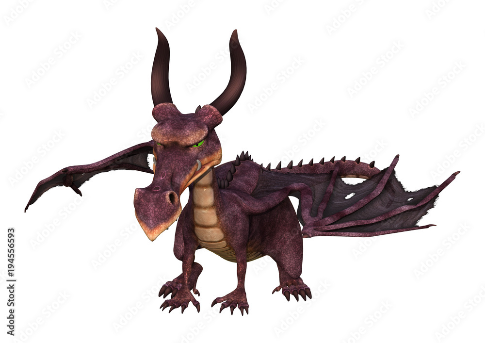 Fototapeta premium 3D Rendering Fantasy Dragon on White