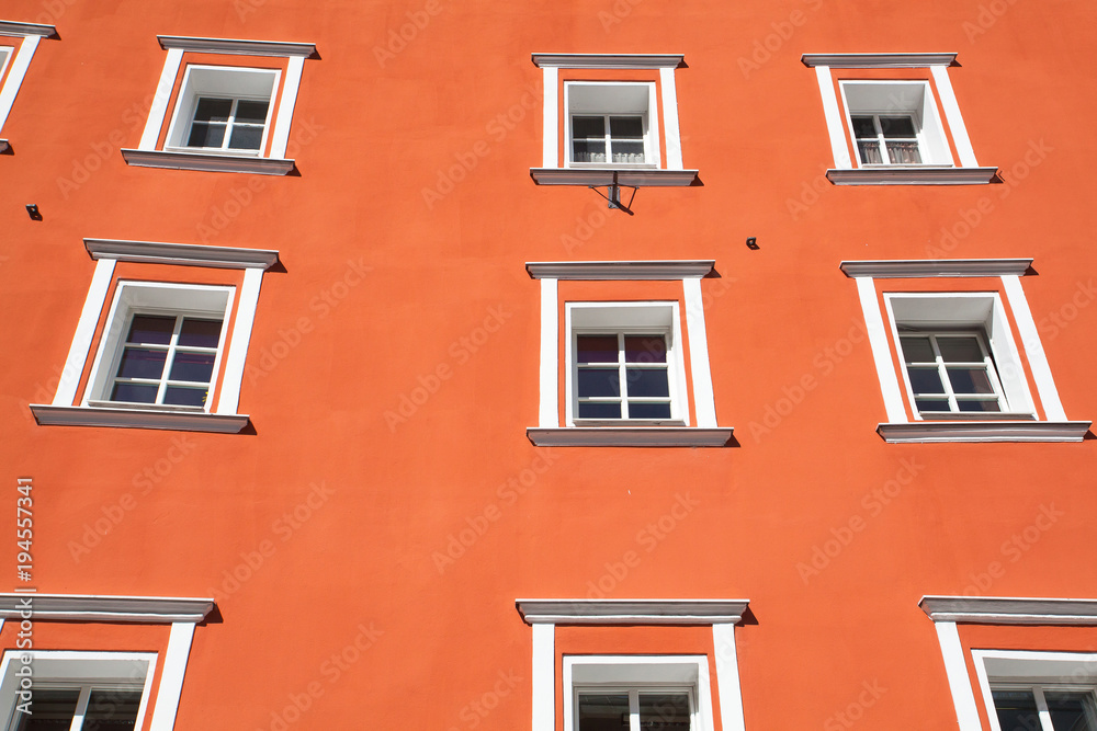 Detail of renovated historic building in center of Rattenberg