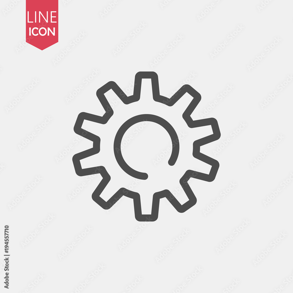 Setting thin line icon vector, Tools, Cog, Gear Sign Isolated on white background. Help options account concept. Flat style for graphic design, logo, Web site, social media, UI, mobile app,