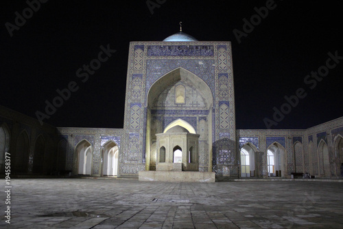 Kalan Mosque in Bukhara view by night, Uzbekistan