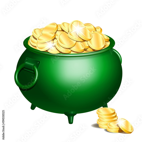 Green pot with gold coins