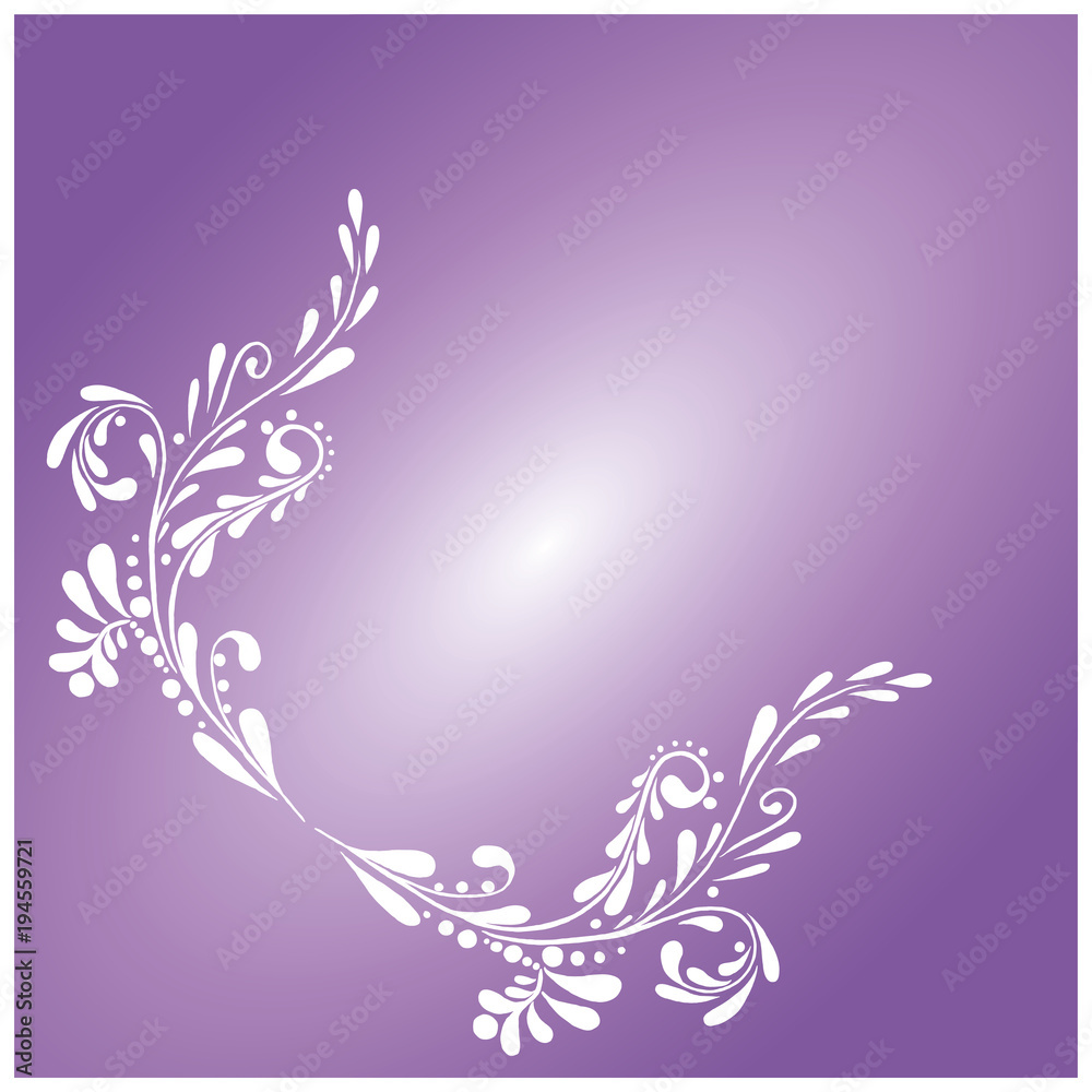 simple floral ornament on violet background
