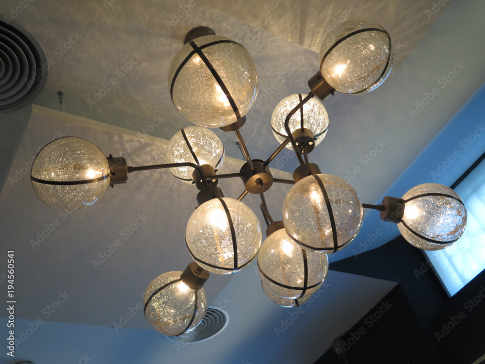 Cluster of ceiling lamps