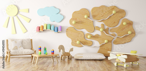 Children room interior 3d rendering photo