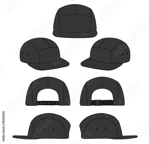 Camp Cap fashion flat technical drawing template