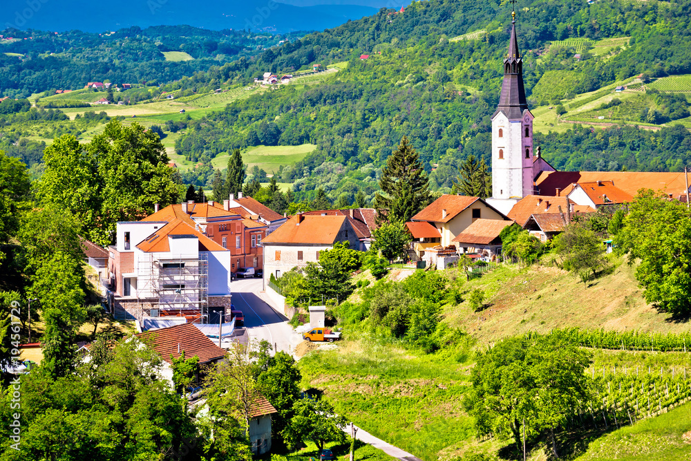 Picturesque town of Klanjec in green landscape view
