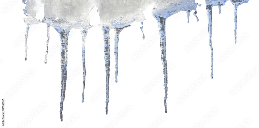 icicle on the roof isolated on white background icicle on the roof isolated on white background