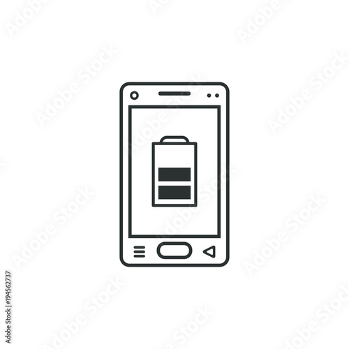 black and white linear phone icon with average battery level