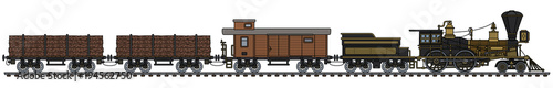 The vintage american steam train