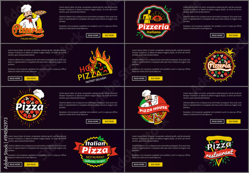 Pizzeria Italian Recipes Web Vector Illustration