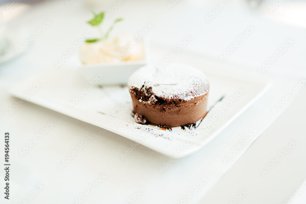 Beautiful souffle and vannila ice cream Beautiful souffle and vannila ice cream