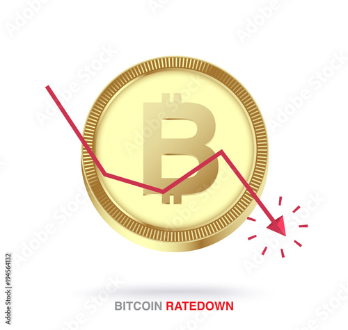 Bitcoin exchange rate down concept. vector illustration