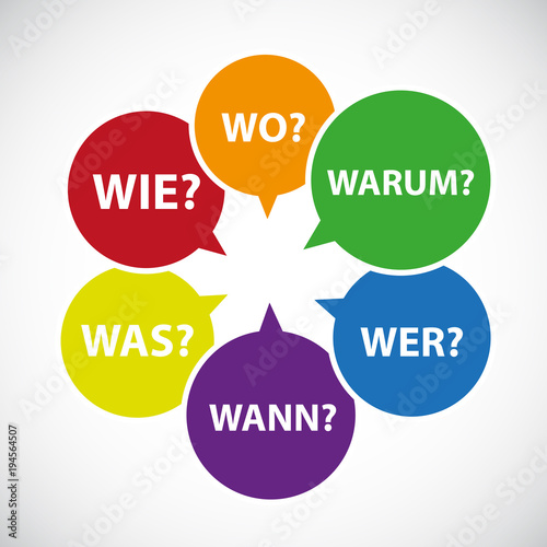 W-Fragen Sprechblasen bunt