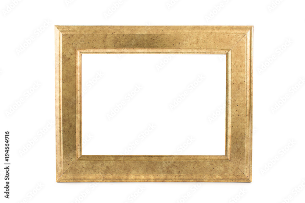 Square gold picture frame on isolate background. Square gold picture frame on isolate background.