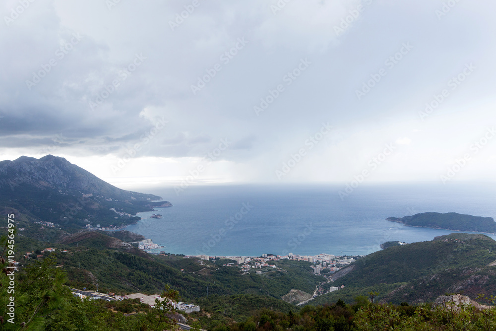 city and Bay view from the mountain in Montenegro city and Bay view from the mountain in Montenegro