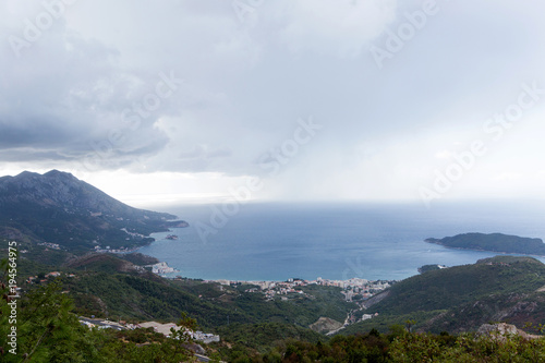 city and Bay view from the mountain in Montenegro