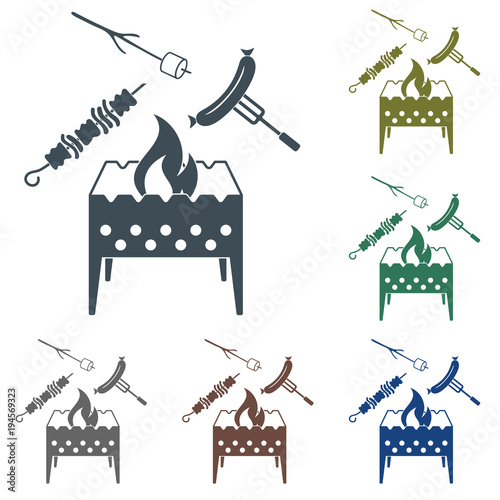 Brazier, zephyr, kebab and sausage icon