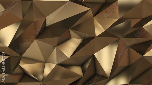 Gold abstract low poly triangle field