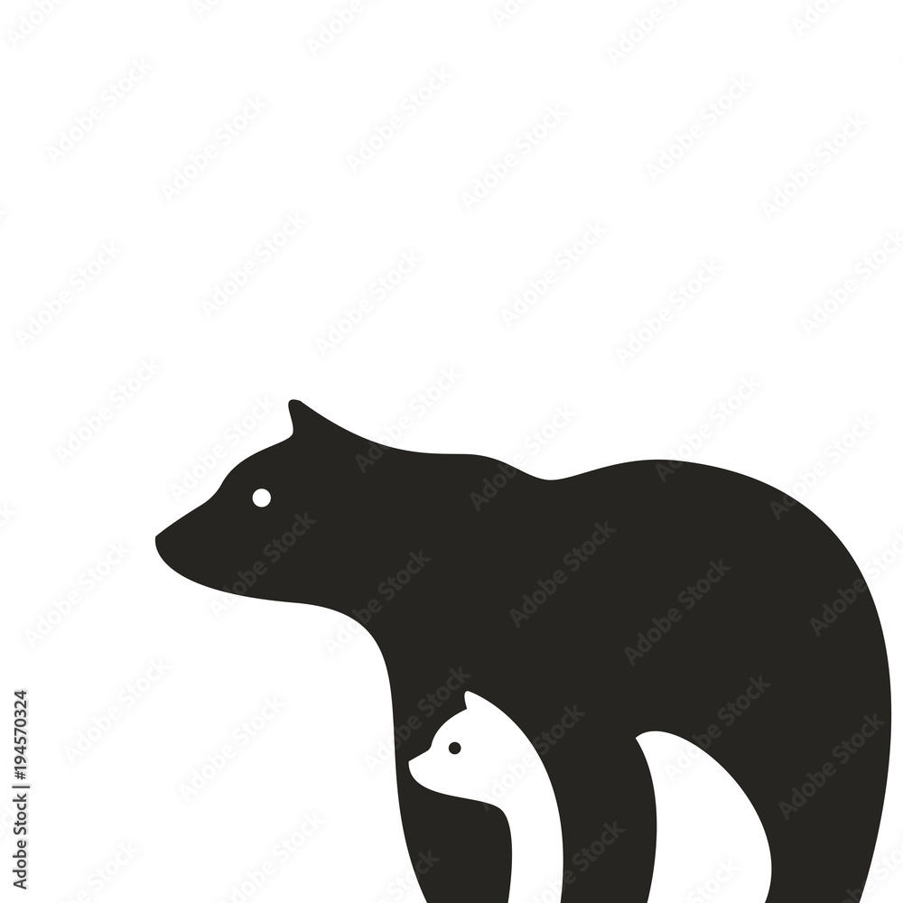 Fototapeta premium Bear logo icon, gray bear vector illustration