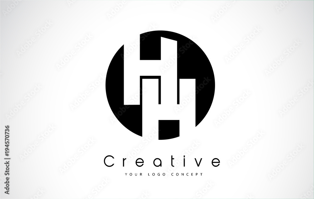 Fototapeta premium HH Letter Logo Design inside a Black Circle