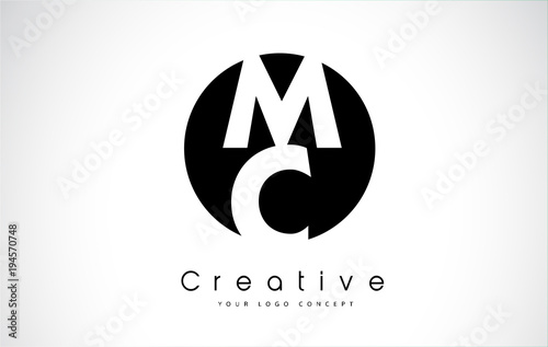 MC Letter Logo Design inside a Black Circle