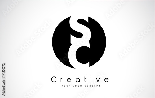 SC Letter Logo Design inside a Black Circle