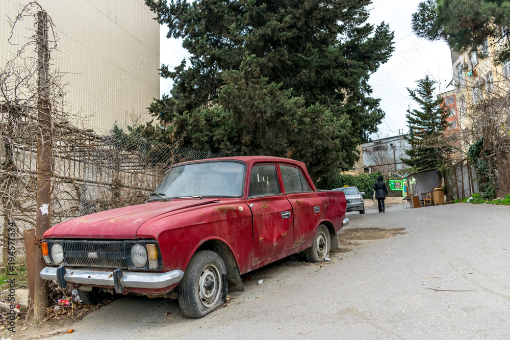 Fototapeta premium old classic red car
