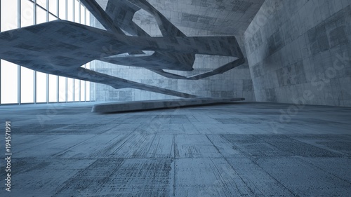 Empty dark abstract concrete smooth interior . Architectural background. 3D illustration and rendering