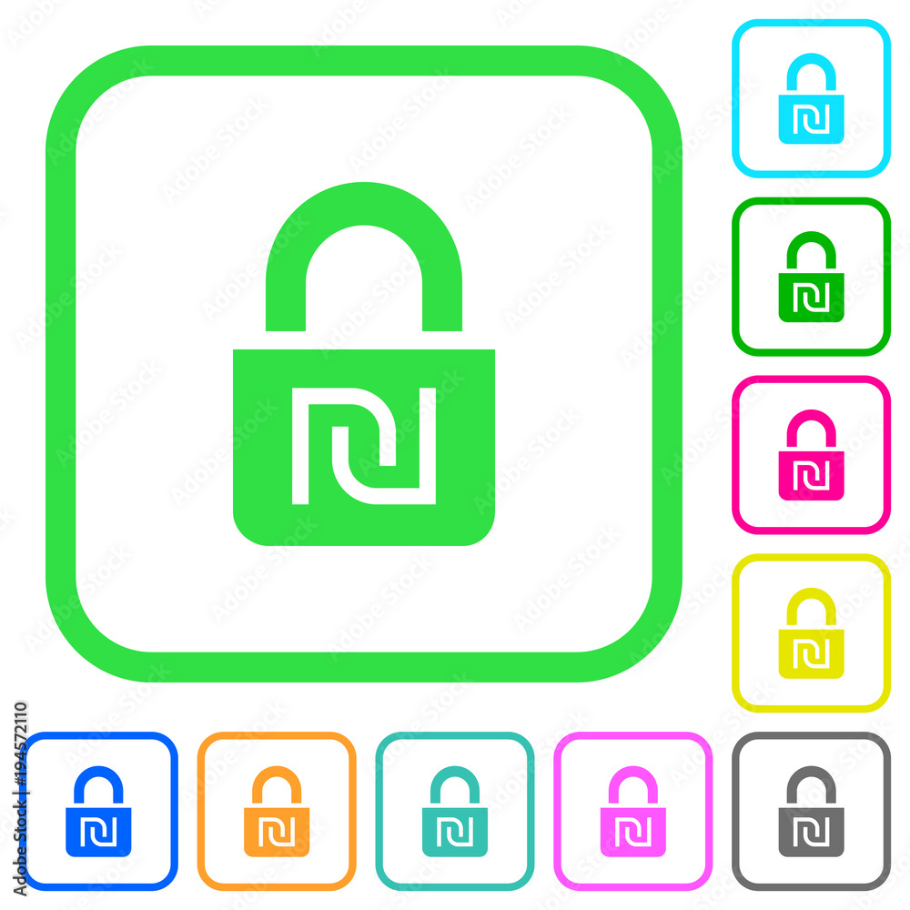 Locked Shekels vivid colored flat icons Locked Shekels vivid colored flat icons