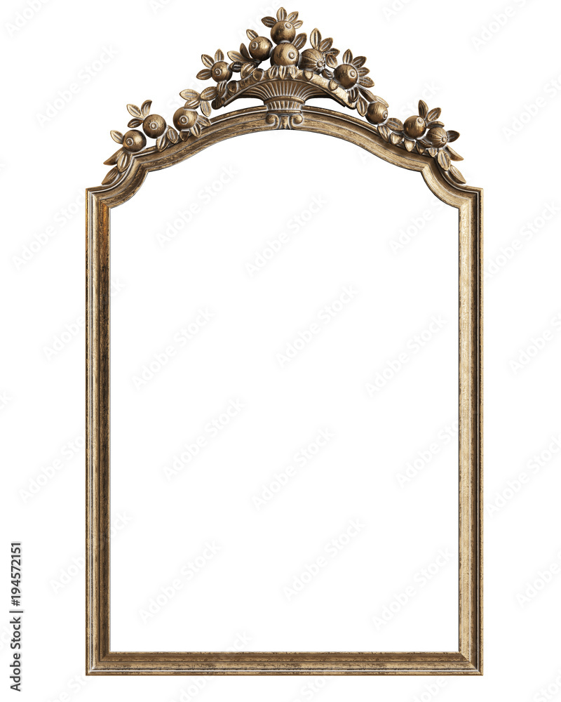 Naklejka premium Classic mirror frame on white background.Digital illustration.3d rendering