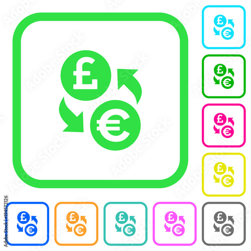 Pound Euro money exchange vivid colored flat icons