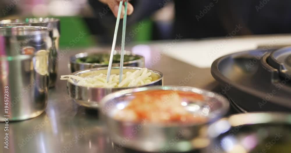 Having korean appetizer in restaurant Having korean appetizer in restaurant