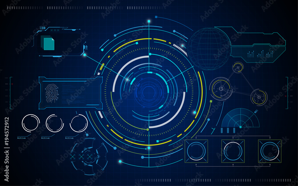 UI hud artificial intelligence virtual system design template UI hud artificial intelligence virtual system design template