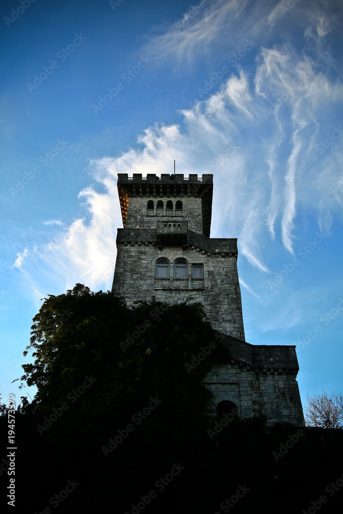 tower on background of blue sky and clouds tower on background of blue sky and clouds