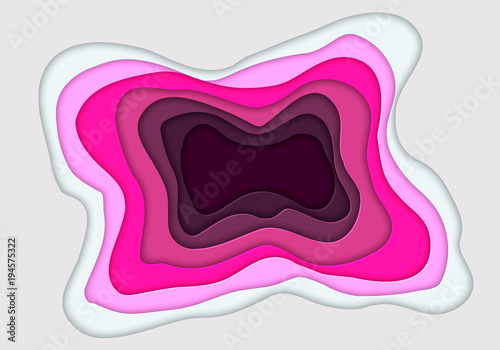 Paper art cartoon abstract waves in realistic trendy craft style. Modern origami design template. Concept inspiration or idea for your projects. Vector illustration.