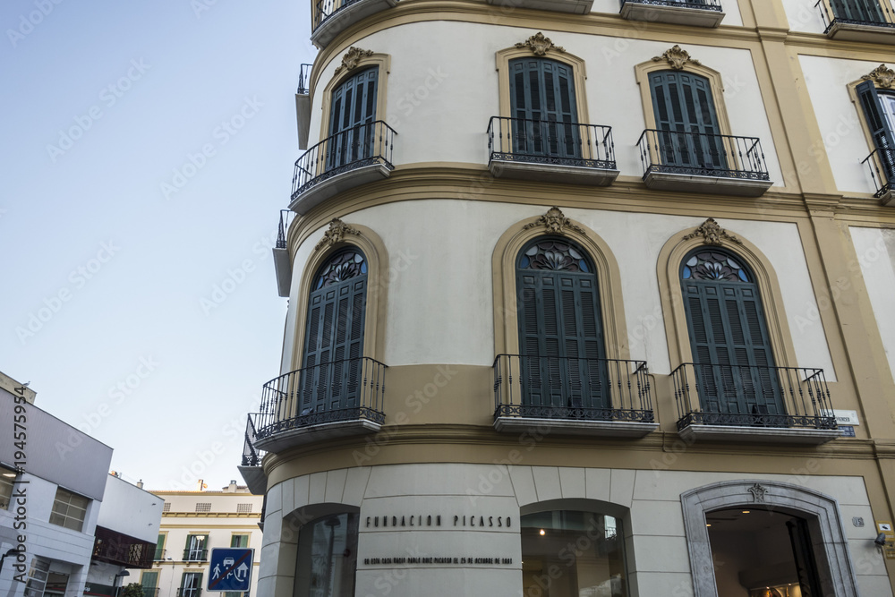 Building house where born Pablo Picasso historic center of  Malaga, Spain.