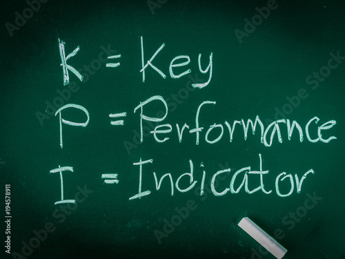 KPI alphabet with the meaning on white table background.