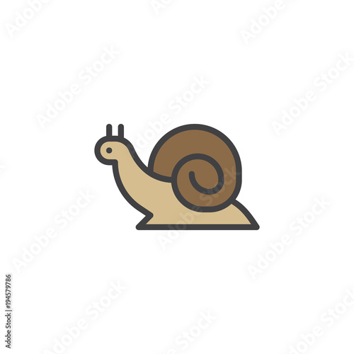 Snail filled outline icon, line vector sign, linear colorful pictogram isolated on white. Helix snail symbol, logo illustration. Pixel perfect vector graphics