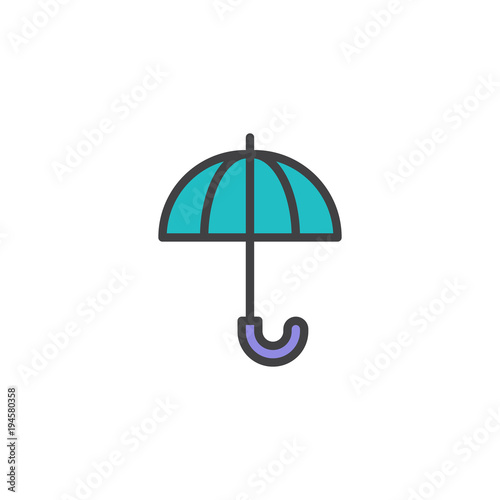 Umbrella filled outline icon, line vector sign, linear colorful pictogram isolated on white. Rain protection symbol, logo illustration. Pixel perfect vector graphics