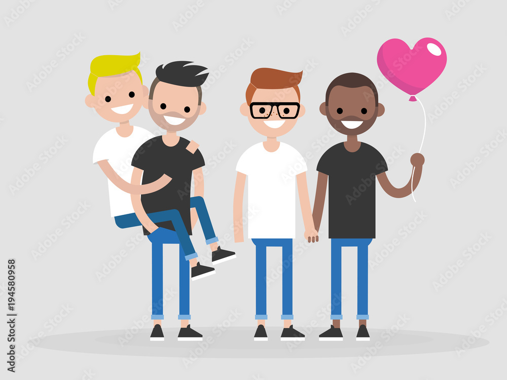 A group of gay friends. Young adult men couples. LGBT. Flat editable vector  illustration, clip art Stock Vector | Adobe Stock