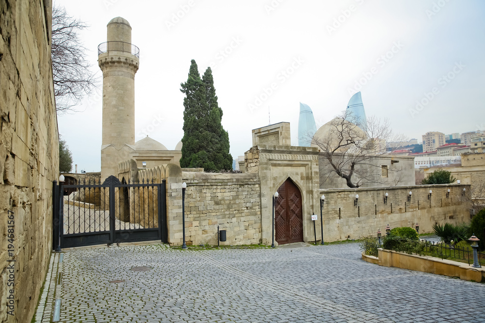 Mosque in Palace of the Shirvanshahs in Baku. Azerbaijan . Shirvanshahs palace. Icheri sheher Old Town of Baku